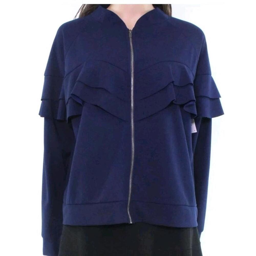 Emelia Bomber blue Size M ruffles Women's Lightweight Jacket #R3